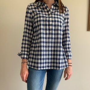 Talbots Navy and White Plaid Shirt